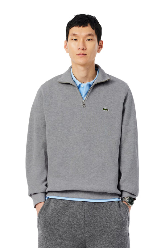 FELPA LACOSTE INTERLOCK A COLLO ALTO CON ZIP 