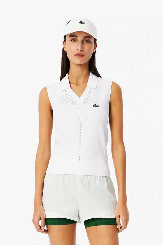 POLO SMANICATA TENNIS LACOSTE BIANCA 