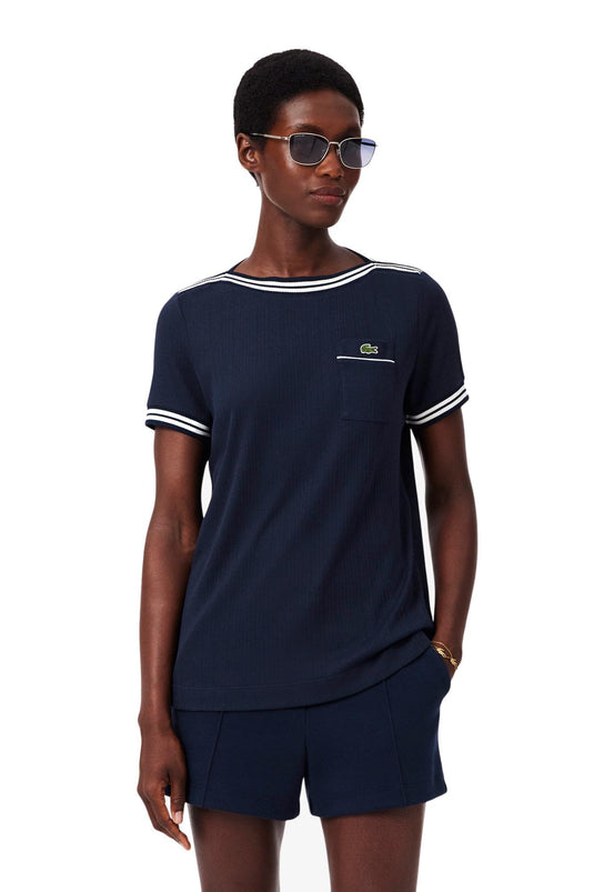 T-SHIRT CON SCOLLO A BARCHETTA LACOSTE 
