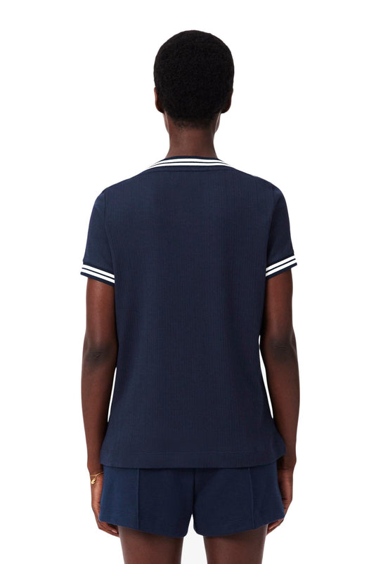 T-SHIRT CON SCOLLO A BARCHETTA LACOSTE 